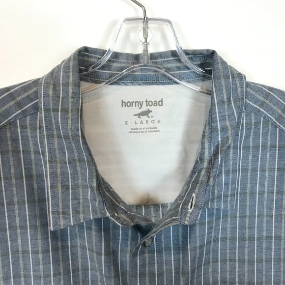 Mens Size XL Horny Toad Toad & Co. Blue Pure Organic Cotton Pearl Snap Shirt - Picture 2 of 3